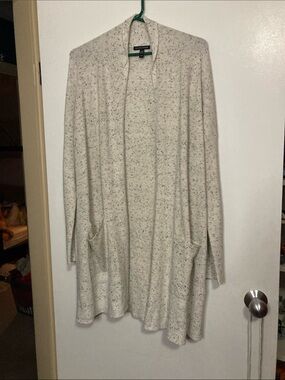 Eileen Fisher organic cotton  Cream Speckled Open Cardigan with Pockets medium
